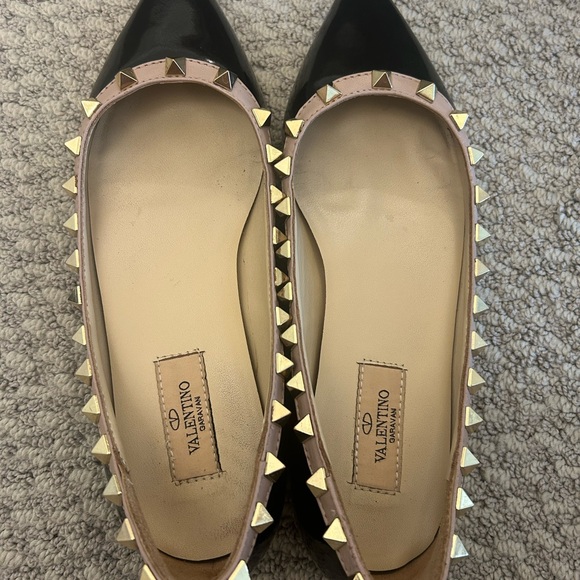Valentino Black and Gold Studded Women's Flats, Size 38 - Picture 1 of 7